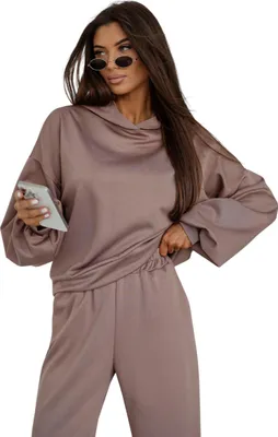 Produktbild von Jogginganzug Damen Trainingsset OVERSIZE – Hoodie & Jogginghose bequem Cappucino L/XL