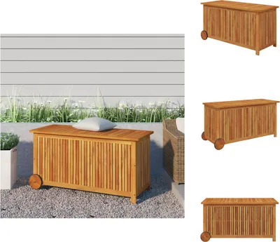 Obrázok produktu pre vidaXL Záhradná truhlica s kolieskami 113x50x58 cm z masívneho dreva akácie - Záhradné boxy