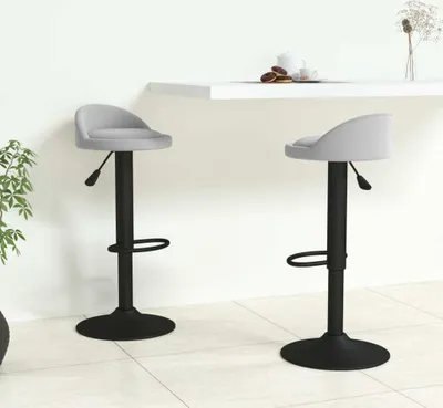 Produktbild von The Living Store Barhocker 2 Stk. Hellgrau Samt