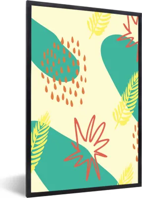 Produktbild von MuchoWow® Gerahmtes Poster Sommer - Blätter - Tropfen 40x60 cm - Poster mit Schwarzem Bilderrahmen Wandposter Rahmen Foto Bilder - Papierdruck - Wandbilder