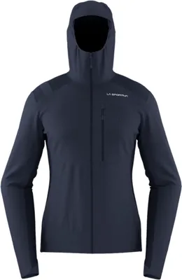 Aequilibrium Thermal Hoody von La Sportiva in Dunkelblau; mit Kapuze und Reißverschluss.