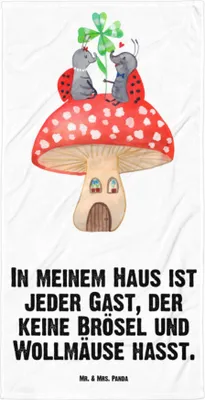 Produktbild von Mr. & Mrs. Panda Reisehandtuch Marienkäfer Fliegenpilz - Weiß - Geschenk, Fleigenpilzhaus, Badehandtuch, Duschhandtuch, Wohnung, Lustige Sprüche, Großes, Handtuch, Haus