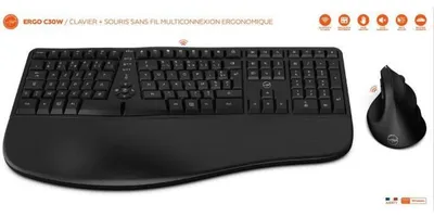 Immagine prodotto di Wireless keyboard and mouse combo - Ergonomic - MOBILITY LAB - C30W - Black