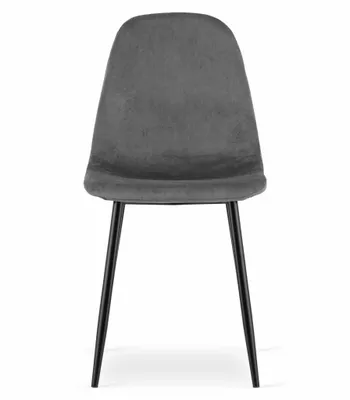 Image de Chaise de salle à manger Chaise de cuisine Chaise de bureau Matériau d'assise en velours avec pieds métalliques noirs, charge d'assise de 120 kg, assise grise, pieds noirs 1 chaise