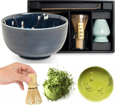 Produktbild von Matcha Set 4 tlg. Original japanische Matcha Schale mit Besen & Löffel