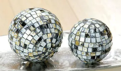 Produktbild von Gilde Glas Mosaikkugeln gold/weiss/schwarz 39208 10 cm