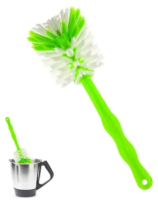 Produktbild von 3er-Set Flaschenbürsten aus Nylon mit Kunststoffgriff, Topf- und Becherreinigungsbürsten, hart, Ø70mm, grün