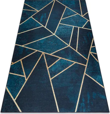 Produktbild von ANDRE 1173 Waschteppich Mosaik, geometrisch Anti-Rutsch - türkis / gold Blau 120x170 cm