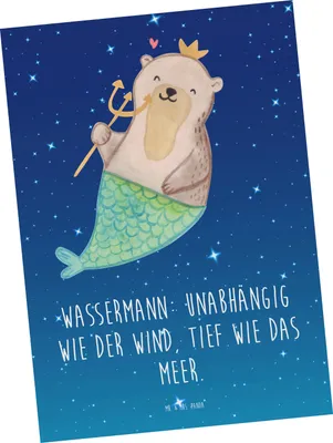 Produktbild von Mr. & Mrs. Panda Postkarte Wassermann Astrologie - Sternenhimmel Blau - Geschenk, Grußkarte, Fotokarte, Sternzeichen, Geburtstagsgeschenk, Postkarten, Ansichtskarte
