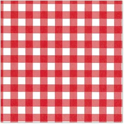 Produktbild von Servietten, 3-lagig 1/4-Falz 33 cm x 33 cm rot "Vichy Karo"