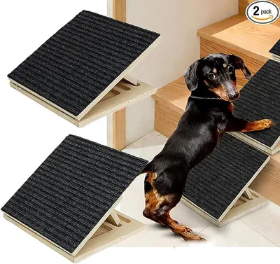 Imagen del producto de 2 rampas para perros, rampa para perros, rampa ajustable para escaleras para perros, rampas para mascotas con bajo ángulo, ayuda para subir escaleras y peldaños para perros pequeños y mascotas, escalera para mascotas antideslizante (2)