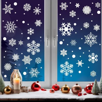 Produktbild von Fensterbilder Weihnachten 247 Schneeflocken Deko Weiß Statisch Haftend Ohne Kleber Wiederverwendbar 6 Bögen