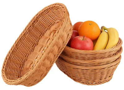 Obrázok produktu pre Ošatka na chlieb 30 x 20 x 7 cm, 4 kusy, plast, vzhľad ratanu, do kuchyne