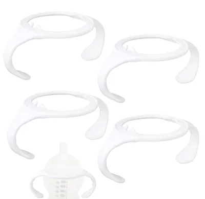 Produktbild von Set mit 4 ergonomischen Griffen für Babyflaschen, geeignet für Tommee Tippee – Weiß