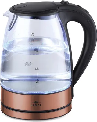 Obrázok produktu pre LENTZ  rýchlovarná kanvica sklenená 1,7 l 1850-2200 W čajová kanvica varná LED osvetlenie, bronzová