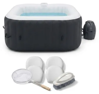 Produktbild von SUNSPA Aufblasbarer eckiger Hot Tub für 6 Personen mit 130 Micro Jets, Heizung bis 40°C, Kartuschenfilter, inkl. Abdeckung, Skimmer & 4 Kopfstützen