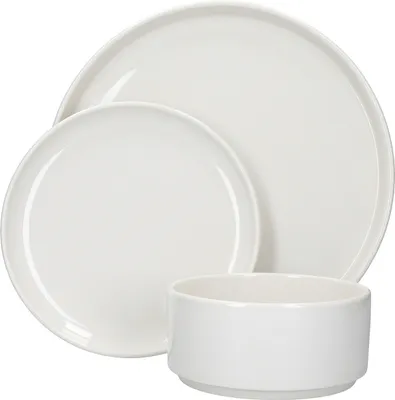 Produktbild von Mikasa sada riadu Camberlie, tanierov a misiek v škandinávskom štýle z bieleho porcelánu, 12 ks.