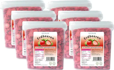 Produktbild von Sucelos Gefriergetrocknete Erdbeeren 6x 300 g – gefriergetrocknete Früchte