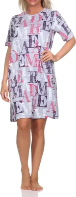 Produktbild von Normann Damen kurzarm Nachthemd Buchstaben-Design - auch in Übergrössen ; grau-mel. , 36