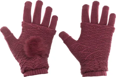 Produktbild von wortek Touchscreen Damenhandschuhe | Kunstfell-Puschel Rot | Größe S-M | für alle Handys, Smartphones & Tablets