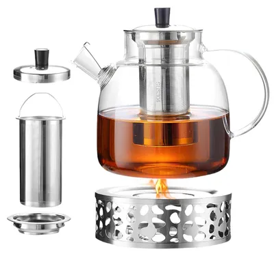 Produktbild von Teekanne Glas mit Stövchen 1,5L Borosilikatglas mit Sieb