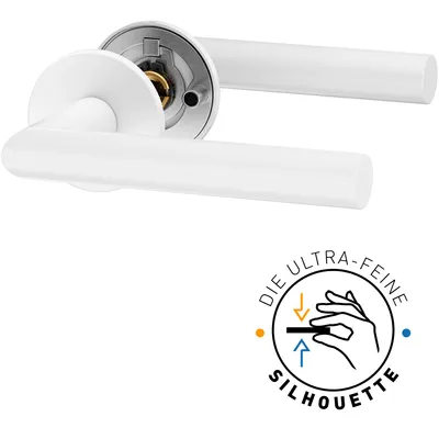Produktbild von ERGO line Modern Design, Weiß Türbeschlag NINA ohne Schlossrosette, Die ultra-feine Silhouette, L-FORM; Türbeschlag; Türgriff; Türklinke