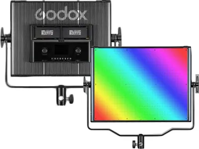 Produktbild von GODOX LDX50R 63 W zweifarbiges LED-Fotolicht, RGB-Video-Lichtpaneel, 14 spezielle Lichteffekte, CRI¡Ý96, 2500 KšC10.000 K, dimmbar, unterstuetzt 2,4 G kabellose Steuerung, DC/NP-Serie, batteriebetrieben