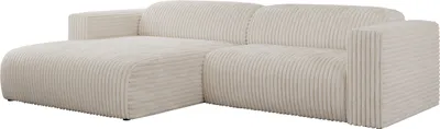 Produktbild von MKS MEBLE Ecksofa Cord, Sofa Cord L-Form, Wohnlandschaft L-Form, Modern Design Couch, Sofagarnitur, Couchgarnitur, Polsterecke - PASADENA - Beige Cord - links seite