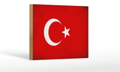 Produktbild von Holzschild Flagge Türkei 18x12 cm Flag of Turkey Vintage Dekoration
