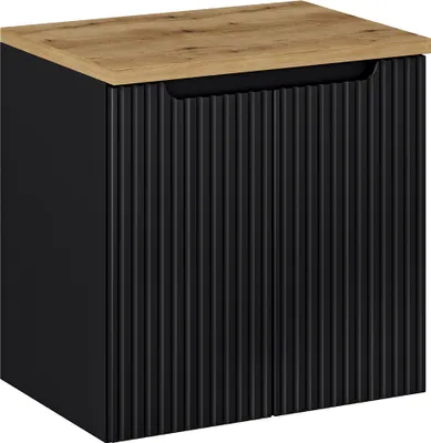 Produktbild von Waschtisch-Unterschrank 60cm, in schwarz mit Eiche, NEWPORT-56-BLACK