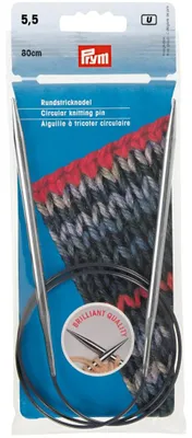 Zdjęcie produktu dla Igła do szydełkowania Prym Premium, mosiężna, okrągła, srebrna (80 cm) – Igła do szydełkowania, chromowana, średnica 5,5 mm, długość 80 cm