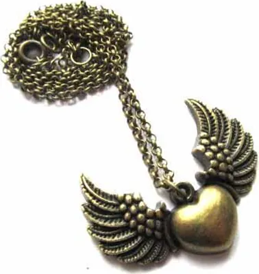 Produktbild von Herz mit Flügel n Kette Halskette Miniblings 50cm Flügel Valentinstag Bronze
