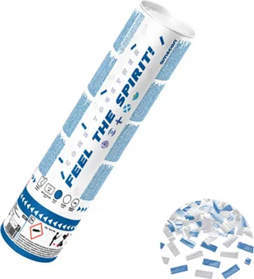 Produktbild von Amscan Konfettikanone 28cm Blau-Weiß mit 2x5cm Papierkonfetti für den Außenbereich