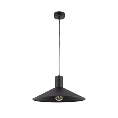 Produktbild von Pendelleuchte Metall E27 rund D: 36 cm H: max. 155 cm Schwarz Retro Hängeleuchte