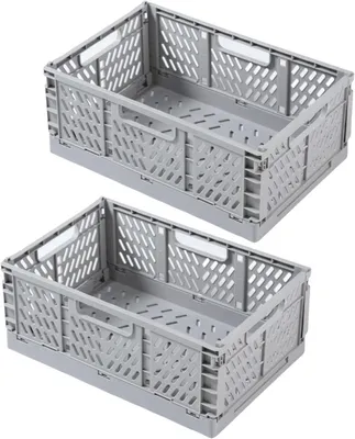 Immagine prodotto di Contenitore pieghevole in plastica, impilabile, dimensioni 15x10x6 cm, con maniglia, ideale per la camera da letto