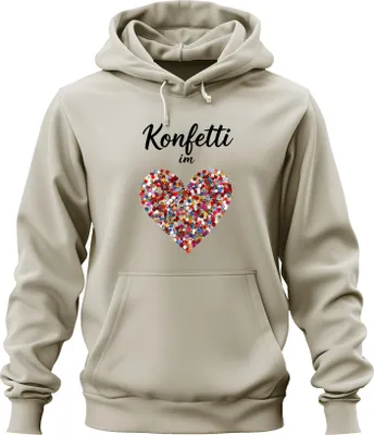 Produktbild von Konfetti im Herzen bunt Herzform Liebe Karneval Faschingszeit Uni Hoodie Kapuzenpullover, Natur, L