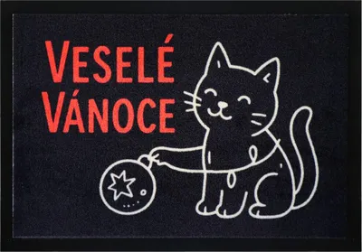 Obrázek produktu pro 40x60 cm Rohožka Veselé Vánoce s kočkou 40x60 cm