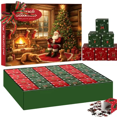 Produktbild von Puzzle Adventskalender 2026 1008 Teile Puzzles Countdown bis Weihnachten 24 Boxen Puzzles für Countdown bis Weihnachten für Erwachsene und Kinder Bunt