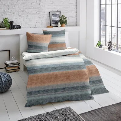 Produktbild von Traumschlaf Biber Bettwäsche Elverum blau 200x220 cm + 2x 80x80 cm