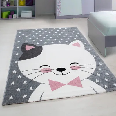 Produktbild von Kids Kätzchen kinderzimmer teppich kurzflor rechteckig 160x230cm rosa