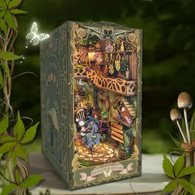 Image de Maison miniature Book Nook - Sorcières de la Forêt - Puzzle 3D - 286 pièces - Maison miniature en bois - avec LED