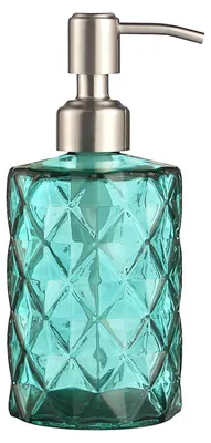 Image de Distributeur de savon, distributeur de savon liquide rechargeable en verre avec bec verseur en acier inoxydable, pour liquide vaisselle, shampoing et lotion, pour la salle de bains, la cuisine ou la buanderie (vert)