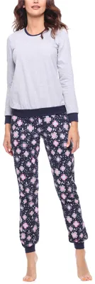 Produktbild von Merry Style Damen Schlafanzug Zweiteiler Pyjama lang bunt mit Muster MS10-268 (Melange/Blumen, XXL)