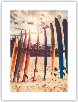 Produktbild von Poster - Poster ohne Rahmen - Surfen Strand Board - 30x40 cm - Wand Bild - Wanddeko - Wandbilder - Kunstposter - Wandposter - Bilder - Kunstdruck - Wanddekoration - Wandbild - P2XPA30x40-4992