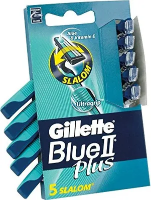 Productafbeelding van Gillette Blue II Plus Slalom wegwerpbaren scheermesjes, 5 stuks, 1 set (1 x 5 stuks)