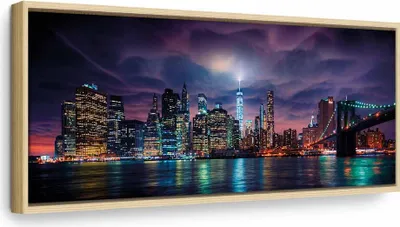 Produktbild von Italienischer Leinwand Leinwandbild - New York: Dark City 120x40 cm Städte d-B-0155-b-a
