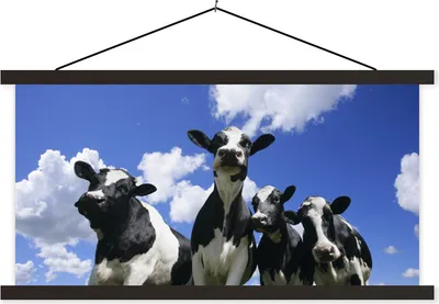 Produktbild von MuchoWow® Textilposter Kuh - Luft - Tiere 120x60 cm mit schwarzem Rahmen - Dekoration Schlafzimmer