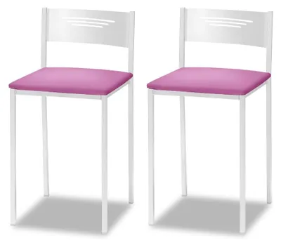 Küchenhocker mit Rückenlehne, Kunstleder, 2 Stück, 35x35x64 cm, rosa