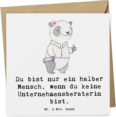 Produktbild von Mr. & Mrs. Panda doppelkarte Unternehmensberaterin Herz - Weiß - Geschenk, anlasskarte, faltkarte, Glückwunschkarte, Klappkarte, Grußkarte