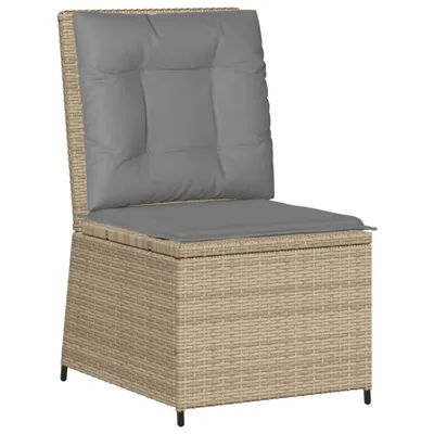 Produktbild von vidaXL Gartensessel mit Liegefunktion und Kissen Beige Poly Rattan